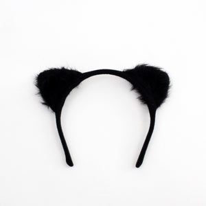 Black Fuzzy Ears Headband