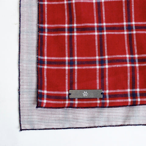 Image of Dara Reversible Tie on Dog Square Bandana | Hound and Friends