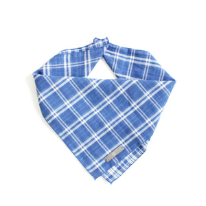 Marvin Reversible White and Blue Plaids Bandana for Matching Dog Bandanas and Accessories | Hound and Friends
