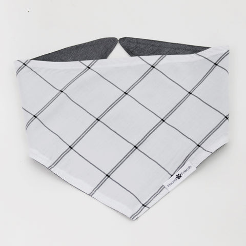 Image of Willie Reversible White and Silver Plaids Bandana for Matching Dog Bandanas and Accessories | Hound and Friends