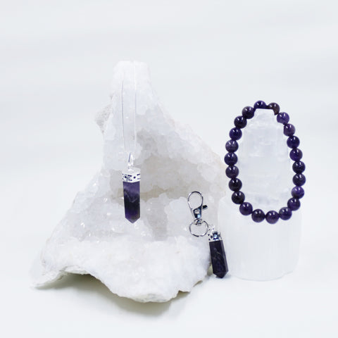 Image of Amethyst necklace and clip pendant set | Energy Crystals from Hound and Friends