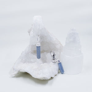 Angelite energy crystals matching set of necklaces and clip pendants | Hound and Friends