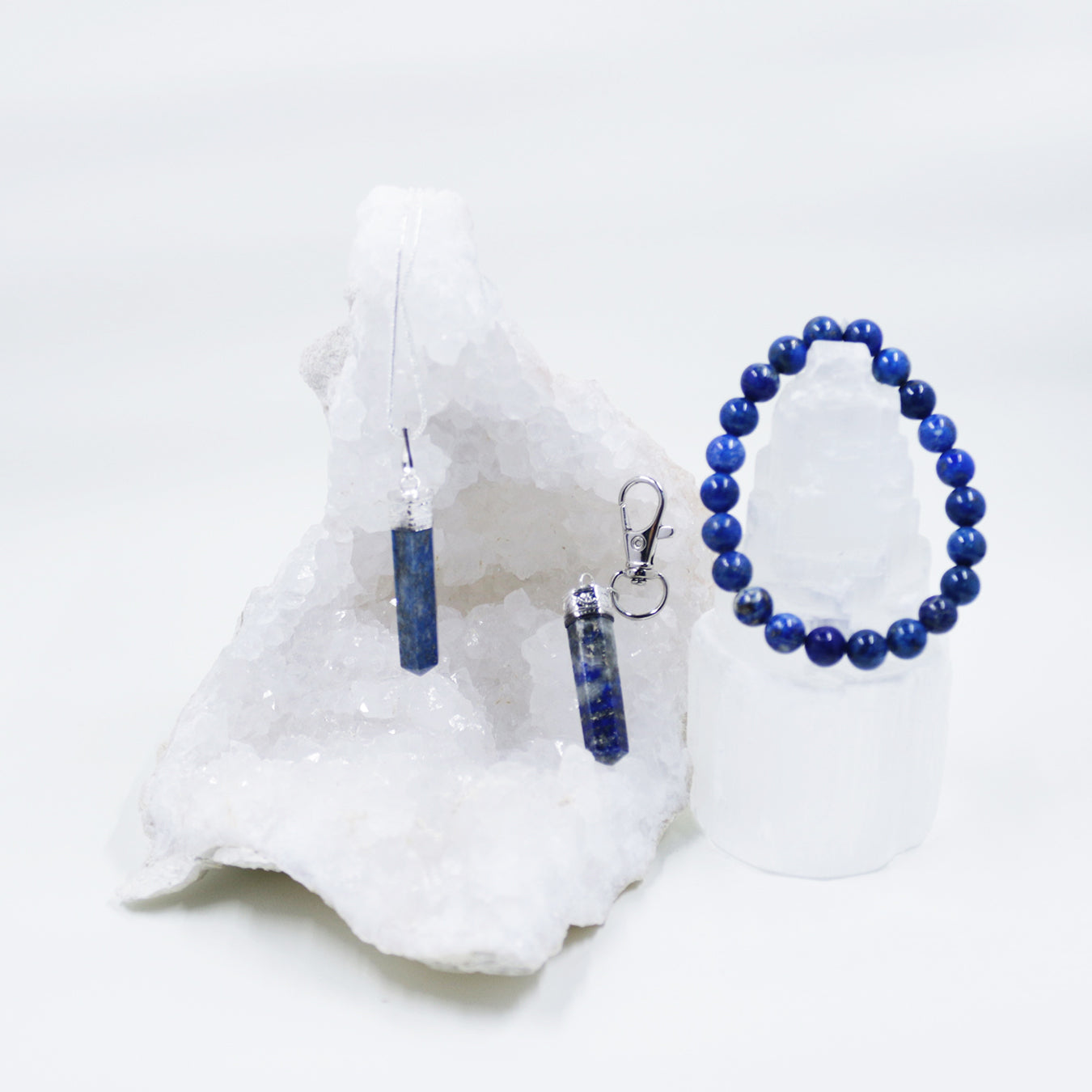 Blue Lapis Lazuli energy crystal sets of necklaces and clip pendants | Hound and Friends