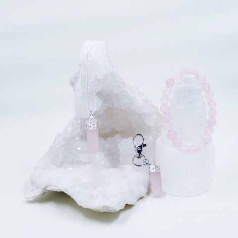 Image of Rose Quartz Necklace and Lobster Clasp Clip | Matching Crystals at Hound and Friends