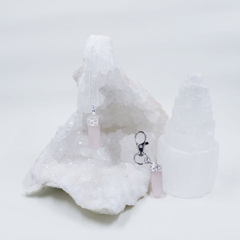 Image of Rose Quartz Necklace and Lobster Clasp Clip | Matching Crystals at Hound and Friends