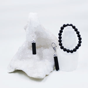 Black Tourmaline energy crystals on necklaces and lobster clasp clip pendants from Hound and Friends