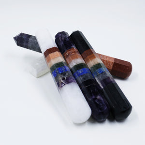 7 Chakras Wand covered in Tourmaline for Energy Healing Crystals