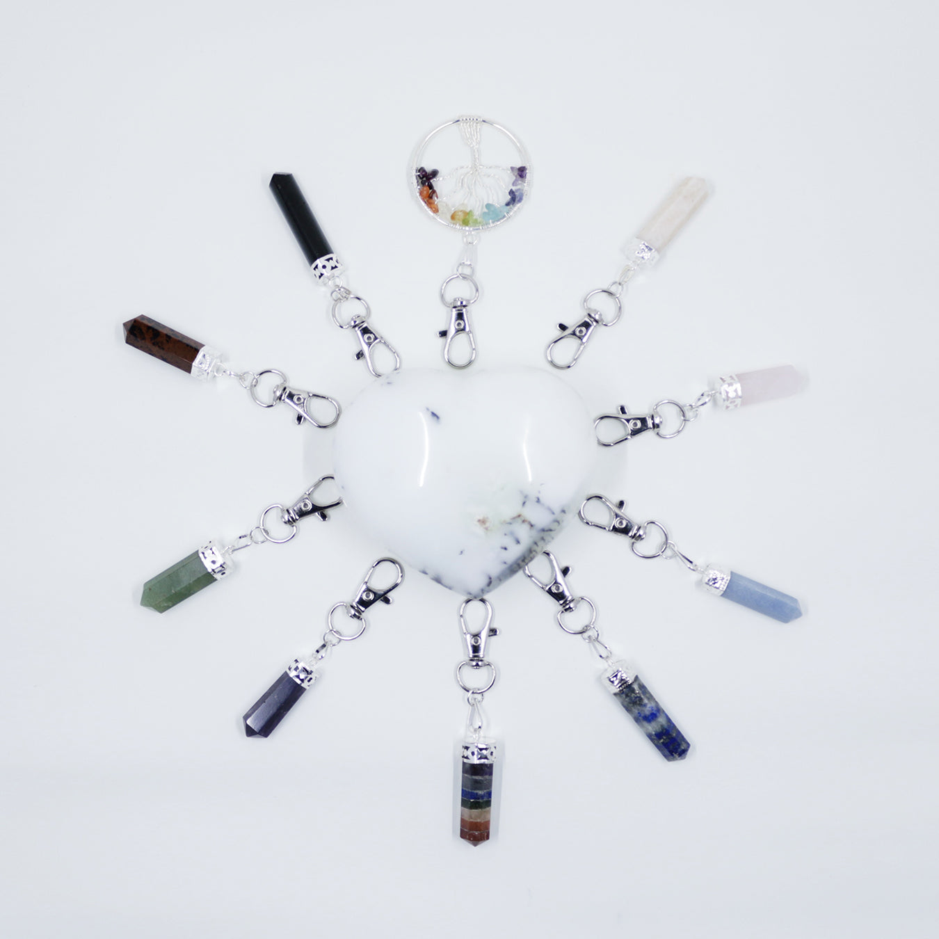 Cream Moonstone energy crystal set of necklaces and clip pendants | Hound and Friends