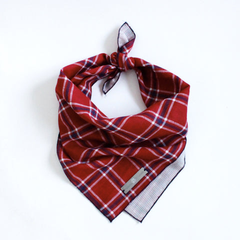 Image of Dara Reversible Tie on Dog Square Bandana | Hound and Friends