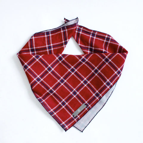 Image of Dara Reversible Tie on Dog Square Bandana | Hound and Friends