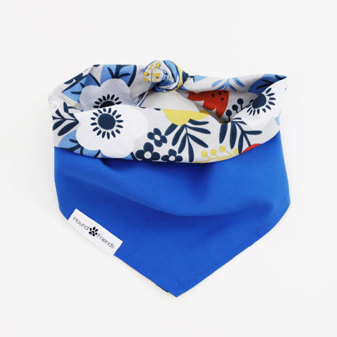 Image of Jack Reversible Florals Dog Bandana matching with owners at Hound and Friends