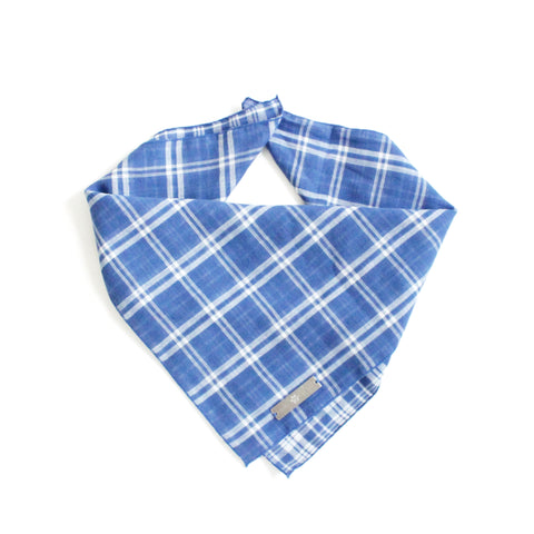 Image of Marvin Reversible White and Blue Plaids Bandana for Matching Dog Bandanas and Accessories | Hound and Friends