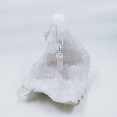 Image of Rose Quartz Necklace and Lobster Clasp Clip | Matching Crystals at Hound and Friends