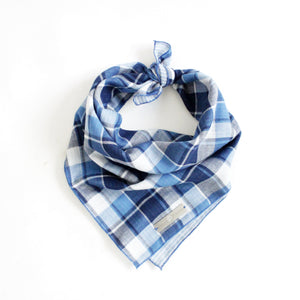 Riley Reversible Tie-on Blue Plaids Bandana for Matching Dog Bandanas and Accessories | Hound and Friends