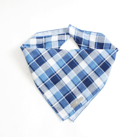 Image of Riley Reversible Tie-on Blue Plaids Bandana for Matching Dog Bandanas and Accessories | Hound and Friends