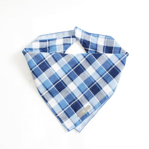 Riley Reversible Tie-on Blue Plaids Bandana for Matching Dog Bandanas and Accessories | Hound and Friends