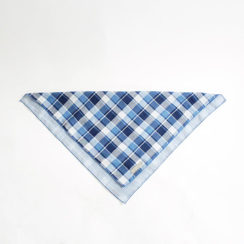 Image of Riley Reversible Tie-on Blue Plaids Bandana for Matching Dog Bandanas and Accessories | Hound and Friends