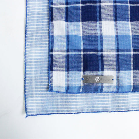 Image of Riley Reversible Tie-on Blue Plaids Bandana for Matching Dog Bandanas and Accessories | Hound and Friends